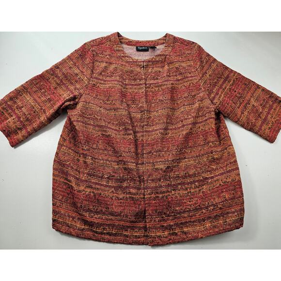 Maggie Barnes textured colorful orange hook eye blazer EUC 1X (18/20) office ^ - Picture 4 of 7